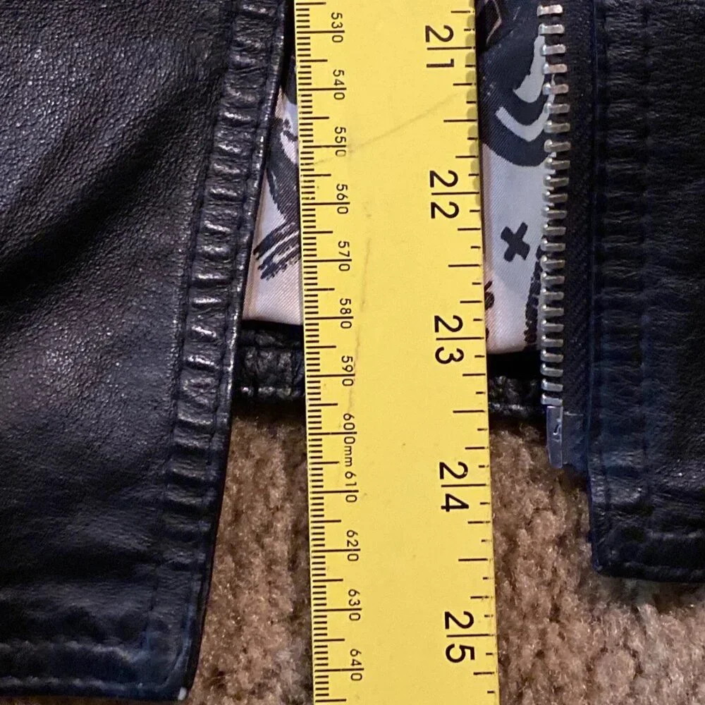 Vintage Phase 2 Leather Jacket Mens Size S American Flag Biker USA Studded Stars - Picture 14 of 16